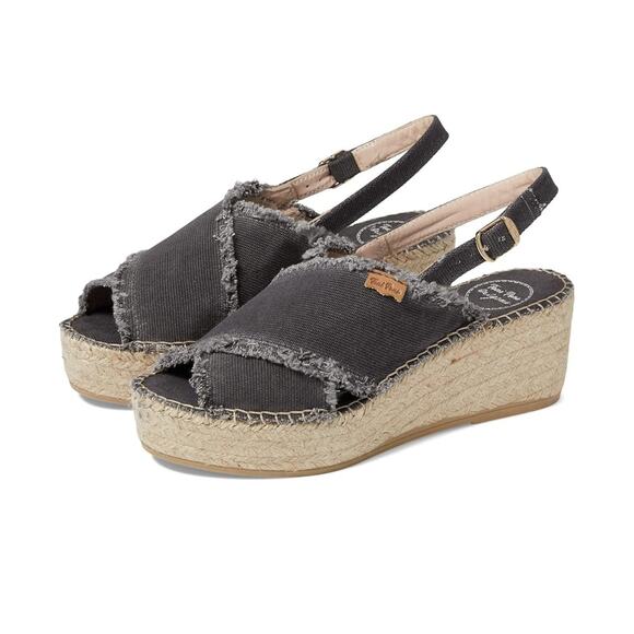 Toni Pons Iliana Black Slingback Platform Wedge Espadrille Sandals Size 36 New - Picture 1 of 13